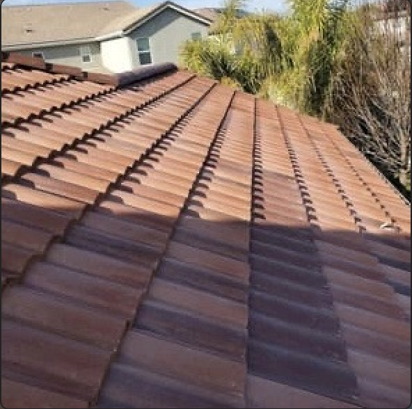 Tile roof after replacement work