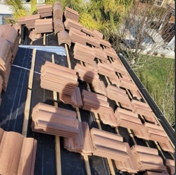 Tile roof before replacement work