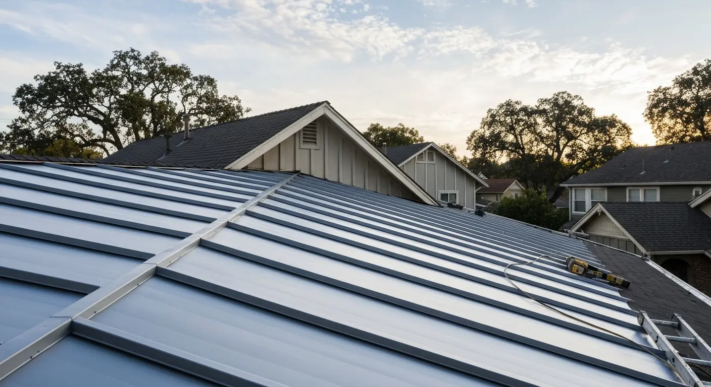 Standing seam metal roofing installation